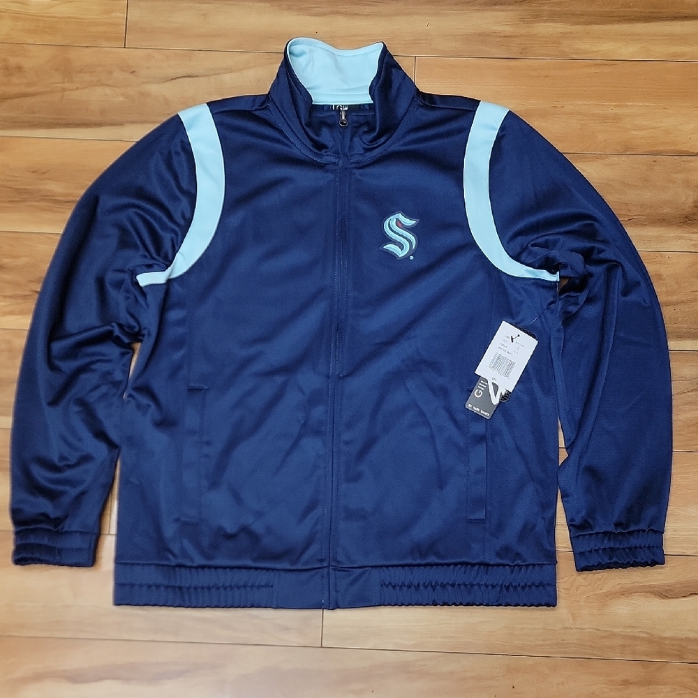 Seattle Kraken Size LARGE NHL Women's Track Jacket by G III In Blue & Teal - Picture 3 of 13